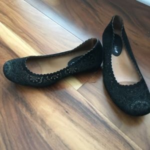 Earthies Black Suede Flats